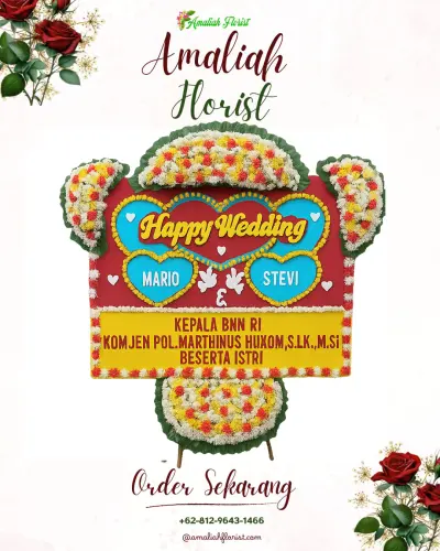 Karangan Papan Bunga Pernikahan di Srikayangan